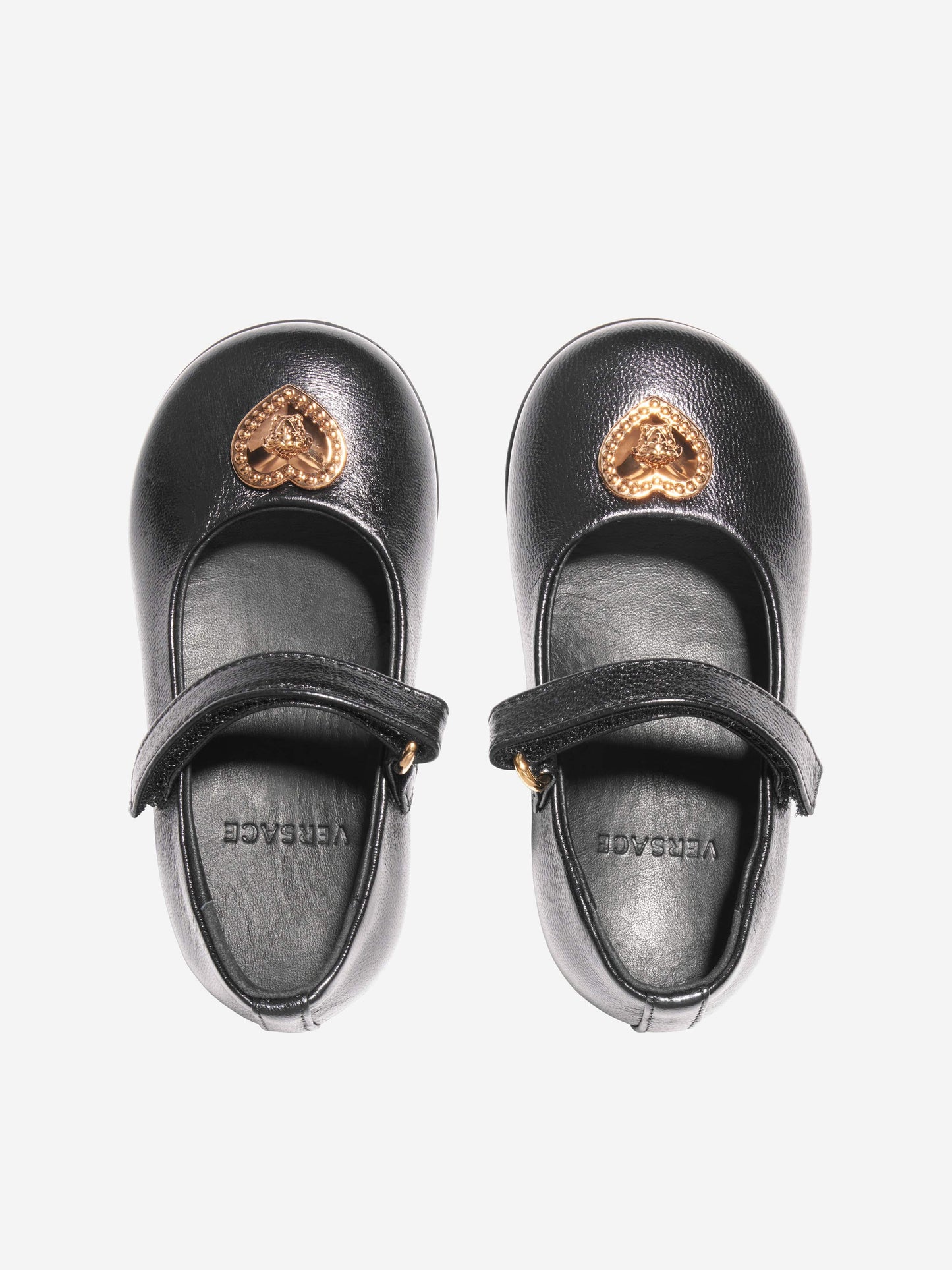 Versace 女童心形徽标鞋（黑色）