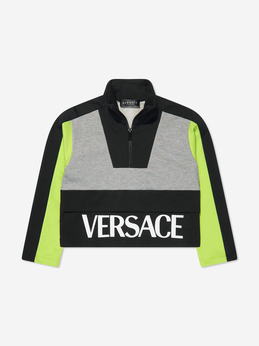 Versace 男童半拉链运动衫（灰色）