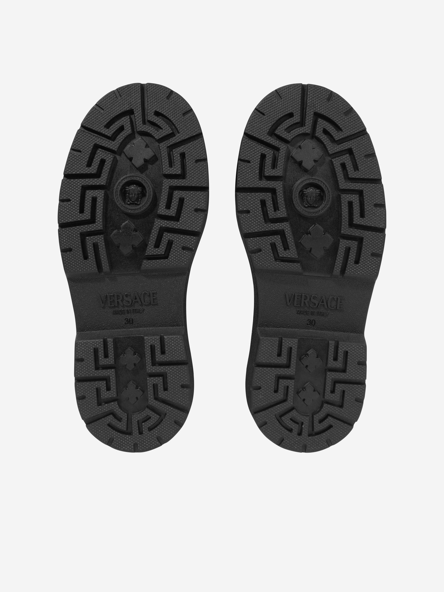 Versace 儿童皮革切尔西靴（黑色）