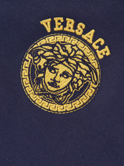 Versace Boys 海军蓝美杜莎徽标连帽衫