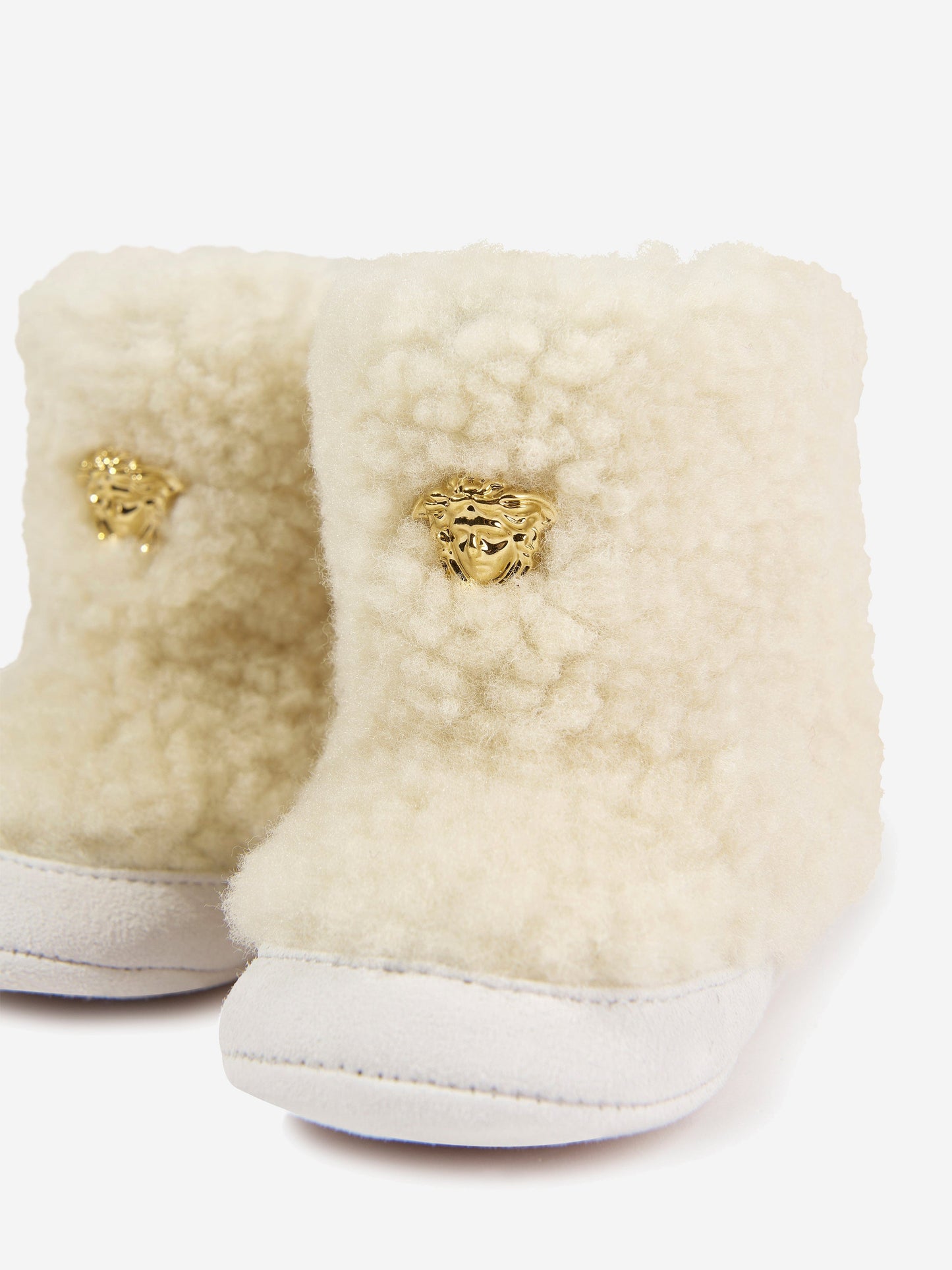 Versace Baby 羊皮和麂皮靴（象牙色）