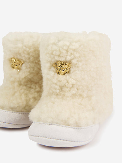Versace Baby 羊皮和麂皮靴（象牙色）