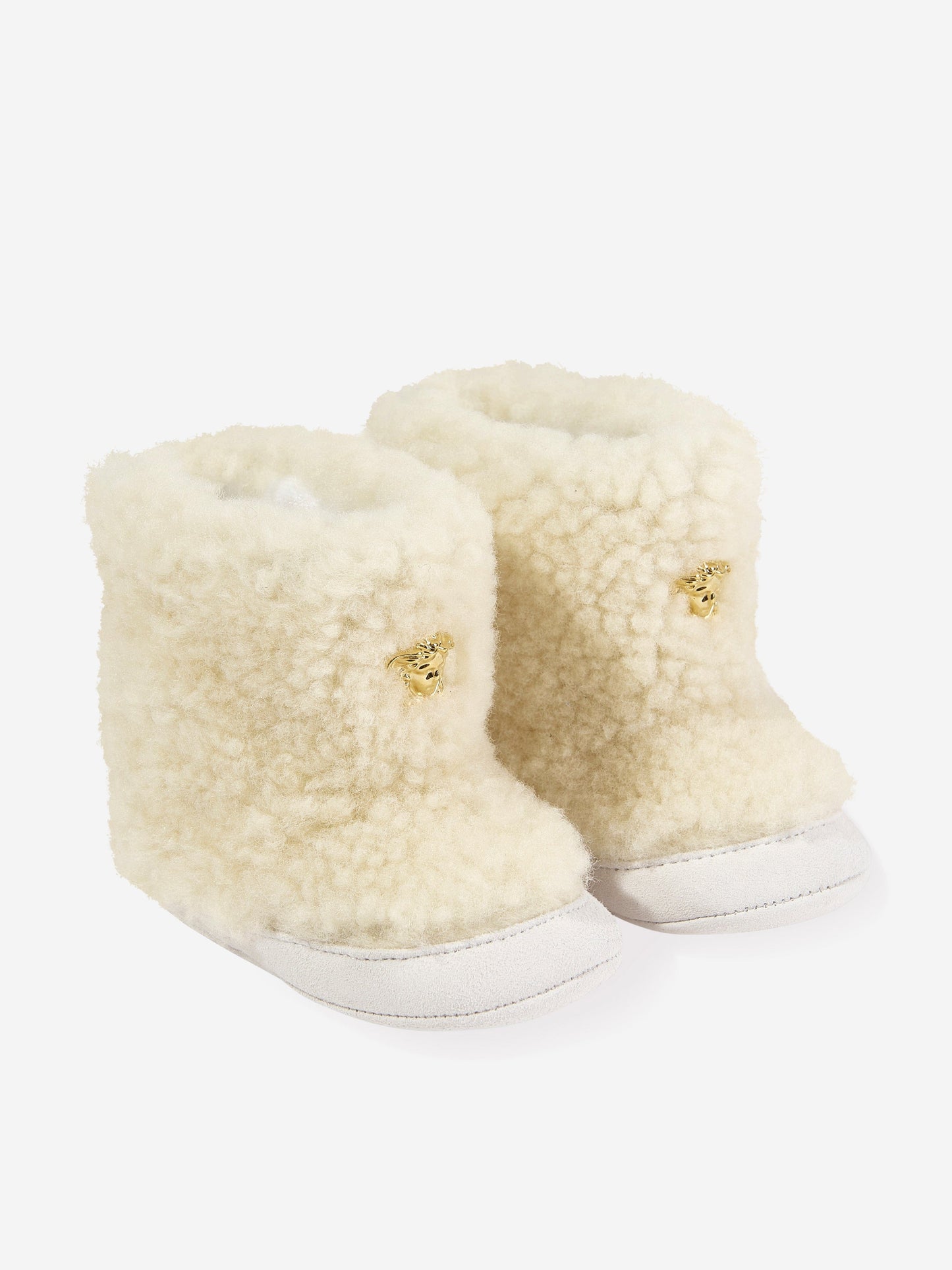 Versace Baby 羊皮和麂皮靴（象牙色）