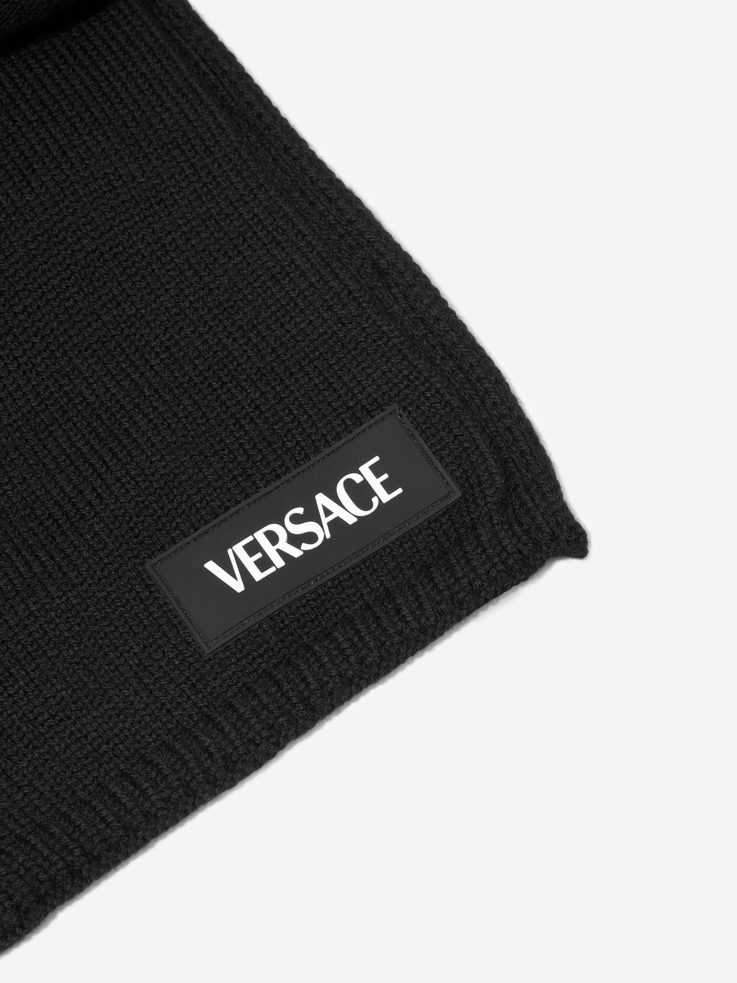 Versace Kids 徽标贴片围巾（黑色）