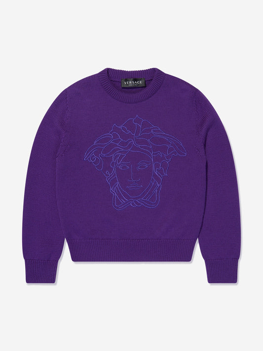 Versace 女童紫色羊毛徽标毛衣