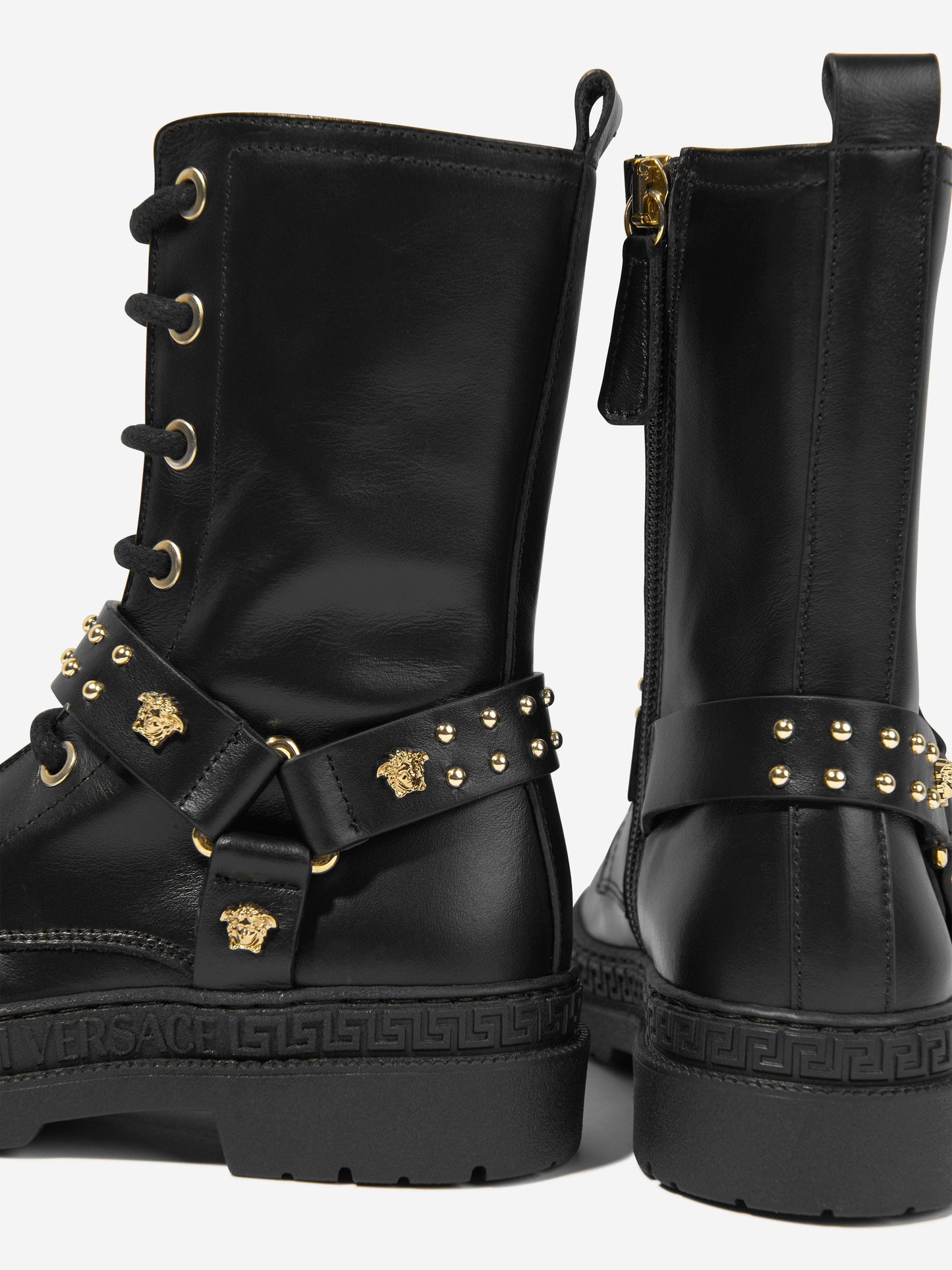 Versace 女童黑色皮革机车靴