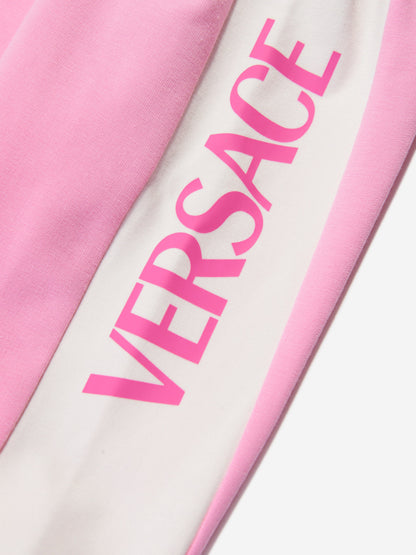 Versace 女童粉色徽标慢跑裤