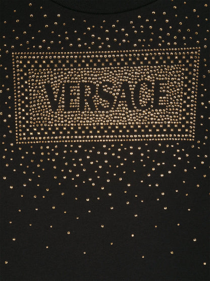 Versace 女童 Diamante 徽标毛衣裙（黑色）