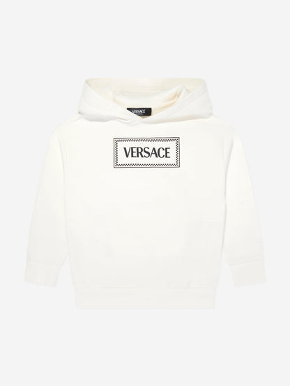 Versace Boys 白色徽标印花连帽衫