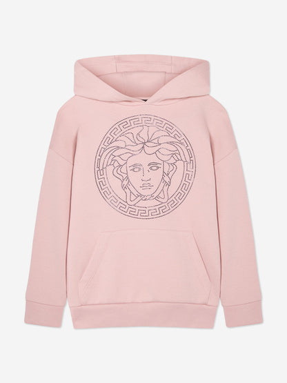 Versace 女童 Diamante Medusa Logo 连帽衫（粉色）