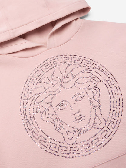 Versace 女童 Diamante Medusa Logo 连帽衫（粉色）
