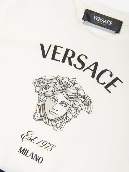 Versace 女童美杜莎 T 恤连衣裙（白色）