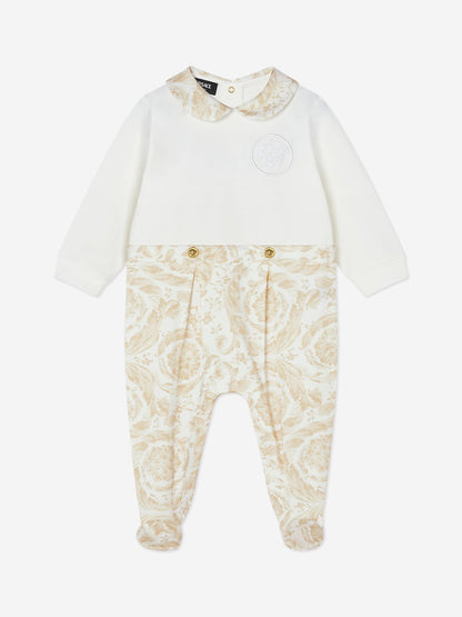 Versace Baby Barocco 徽标 Babygrow 米色