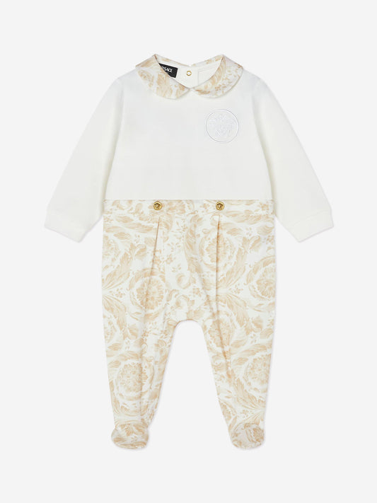 Versace Baby Barocco 徽标 Babygrow 米色