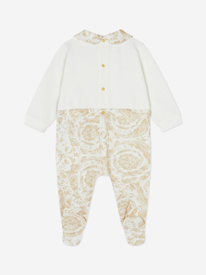 Versace Baby Barocco 徽标 Babygrow 米色