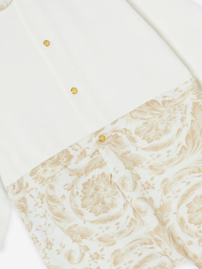 Versace Baby Barocco 徽标 Babygrow 米色