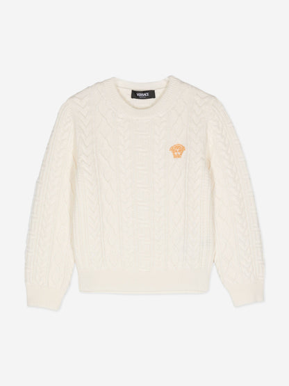 Versace 儿童象牙色粗针织套衫