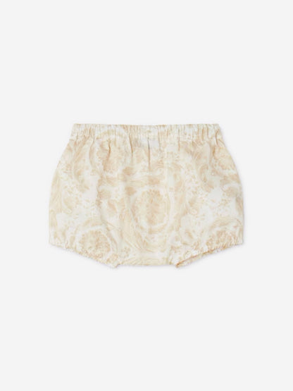 Versace Baby Girls Barocco Dress With Knickers in Beige