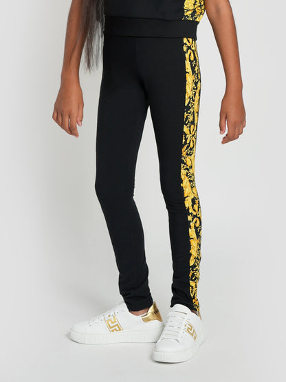 Versace 女童黑色徽标紧身裤