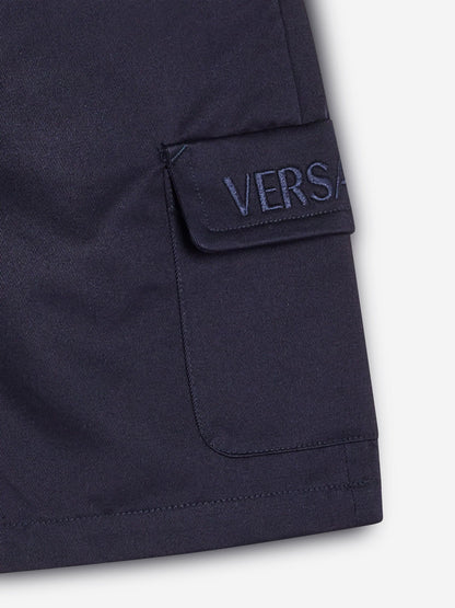 Versace 男童蓝色徽标工装短裤