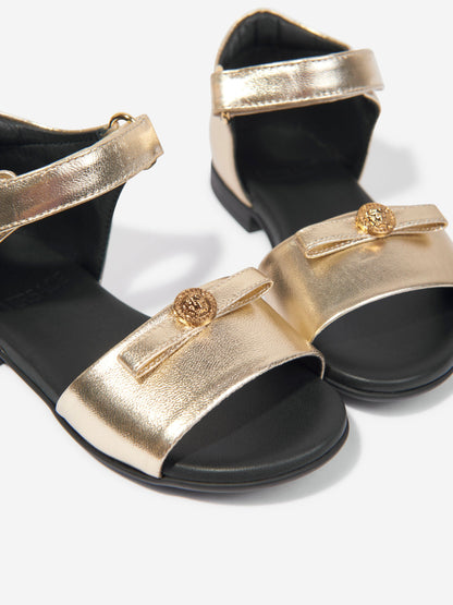 Versace 女童金色皮革徽标凉鞋