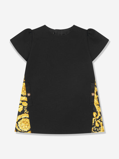Versace 女婴 Punto Milano Barocco 黑色连衣裙