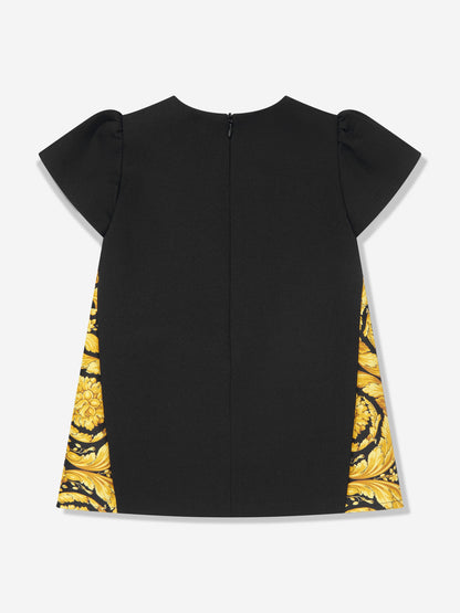 Versace 女婴 Punto Milano Barocco 黑色连衣裙