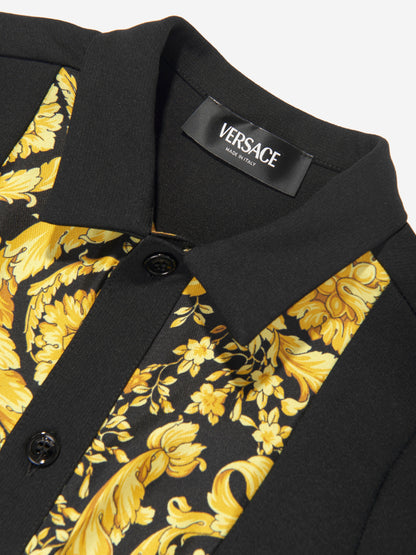 Versace 男婴巴洛克风格黑色衬衫