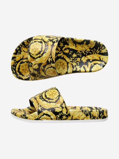 Versace Kids 金色巴洛克印花拖鞋