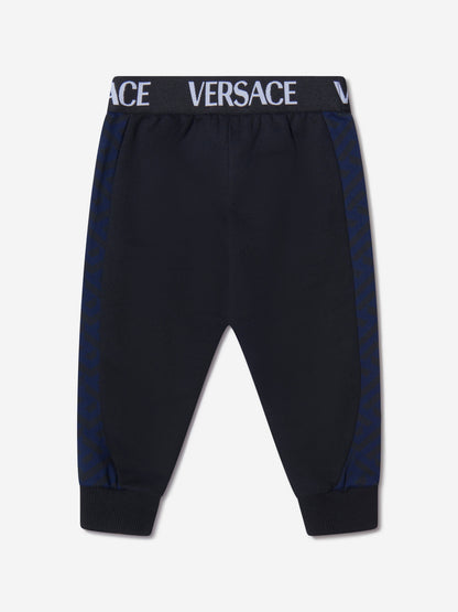Versace 男婴棉质 La Greca 标志性印花慢跑裤