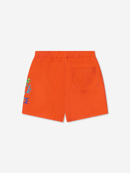 Versace 男童橙色鳄鱼泳裤
