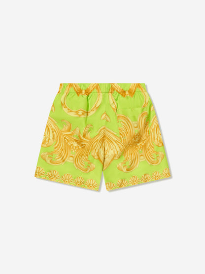 Versace Boys Barocco 青柠色泳裤