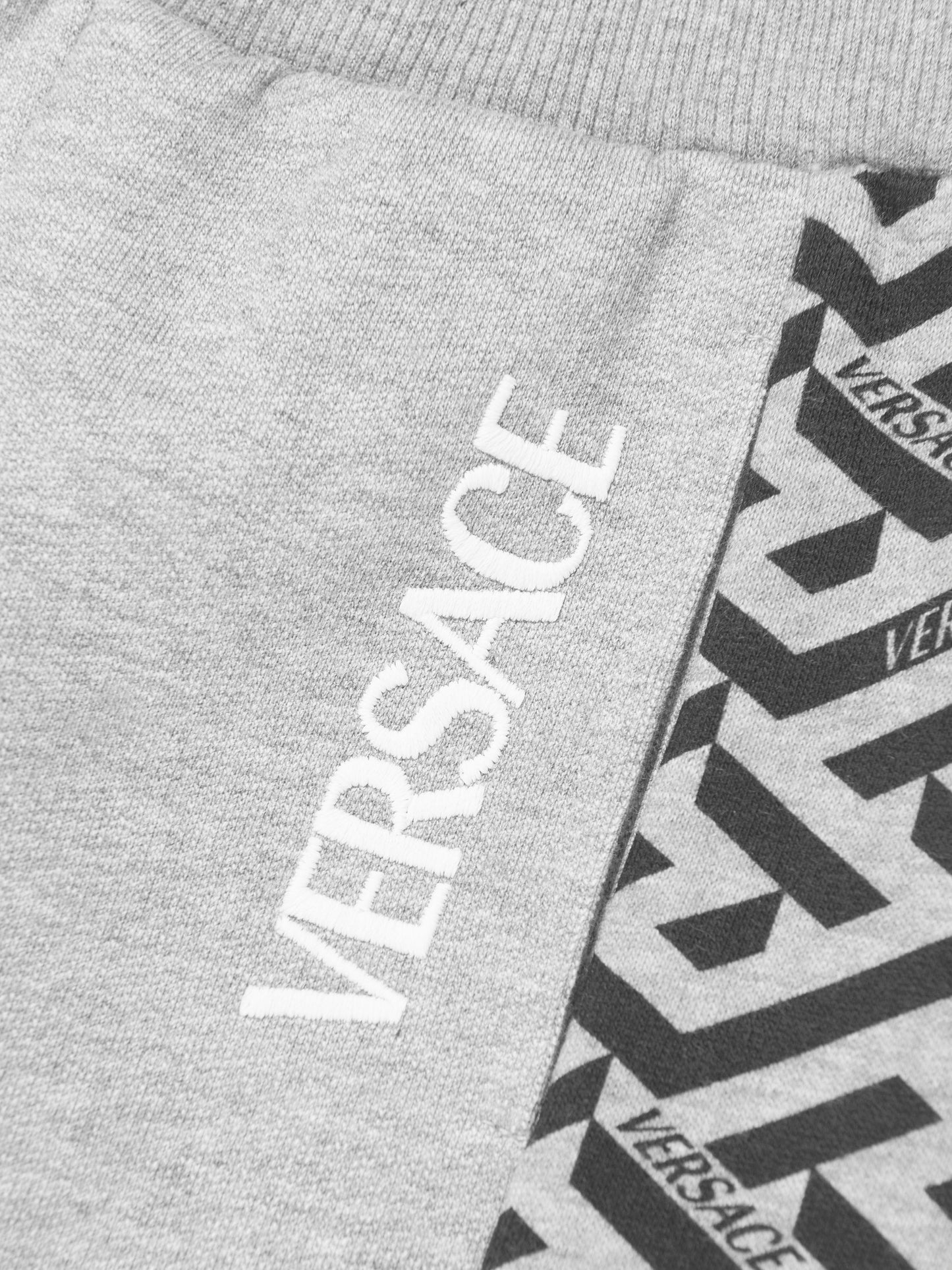 Versace 男童灰色 La Greca 徽标慢跑裤