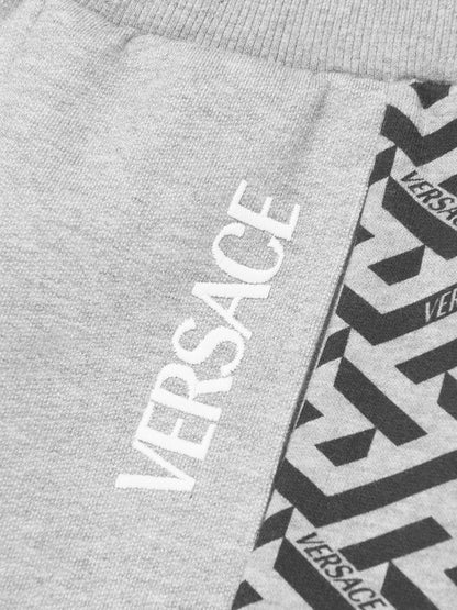 Versace 男童灰色 La Greca 徽标慢跑裤
