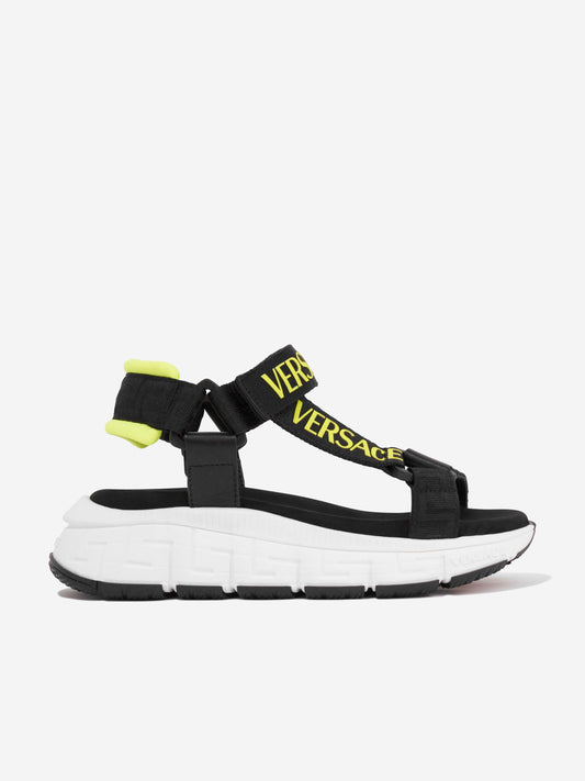 Versace Kids 徽标带凉鞋（黑色）