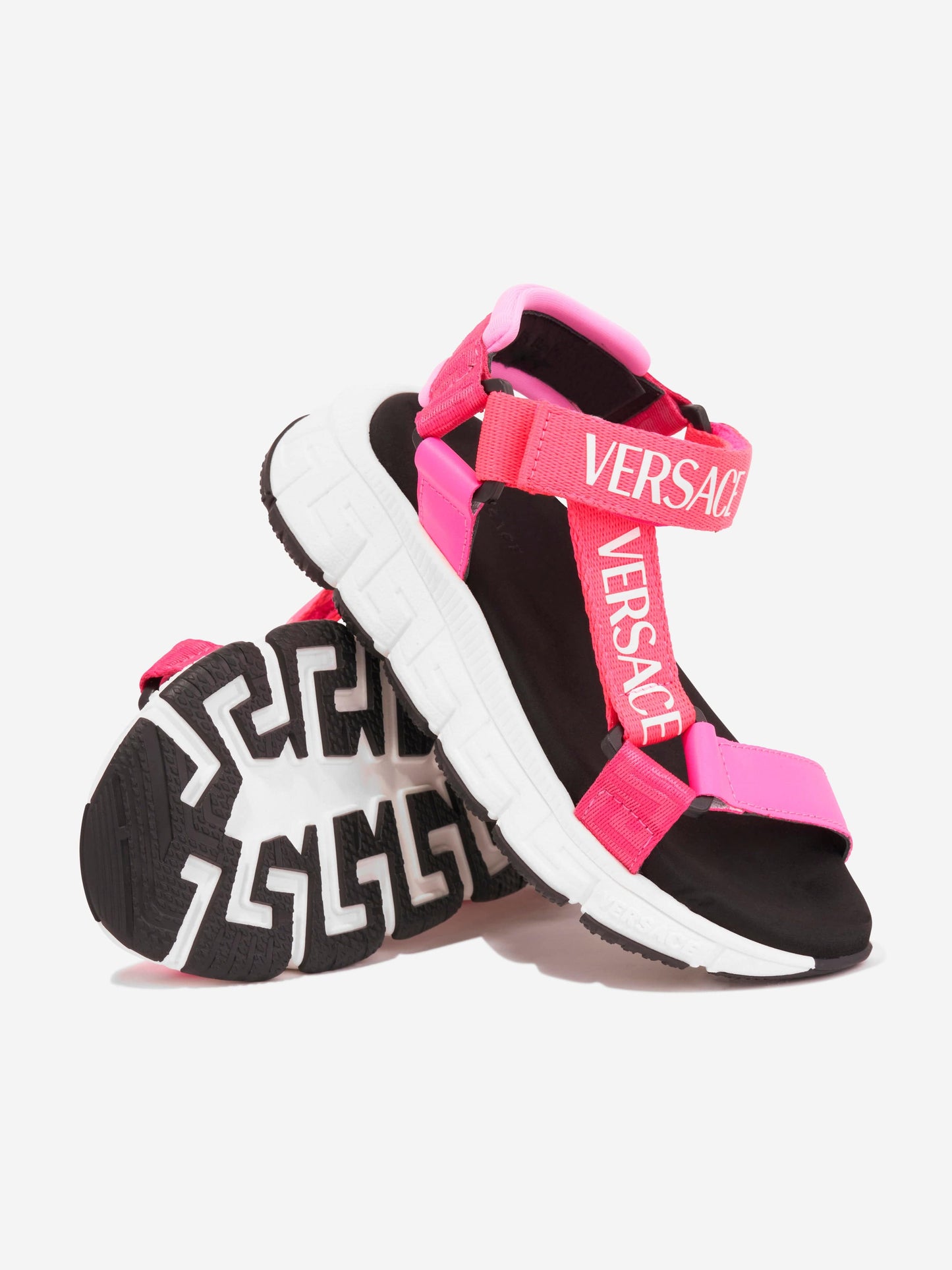 Versace 女童粉色徽标系带凉鞋