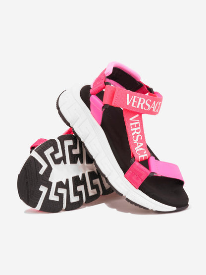 Versace 女童粉色徽标系带凉鞋