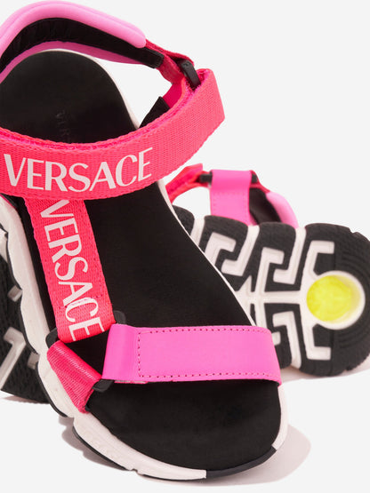 Versace 女童粉色徽标系带凉鞋