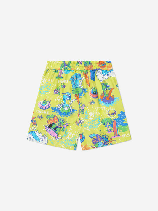 Versace Boys 真丝百慕大短裤（黄色）