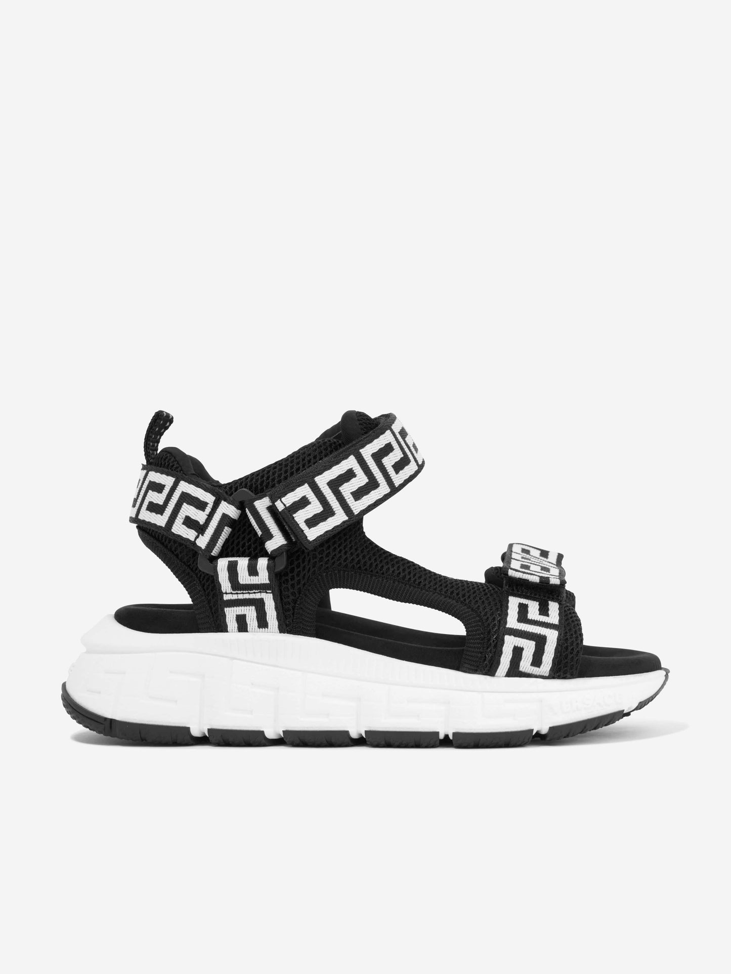 Versace Kids Greca 系带凉鞋（黑色）