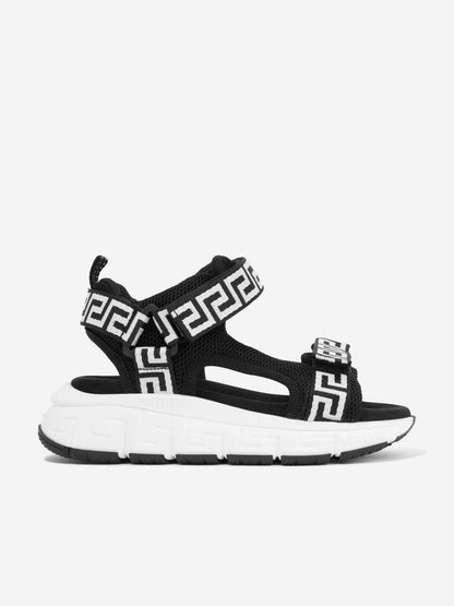 Versace Kids Greca 系带凉鞋（黑色）