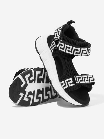 Versace Kids Greca 系带凉鞋（黑色）