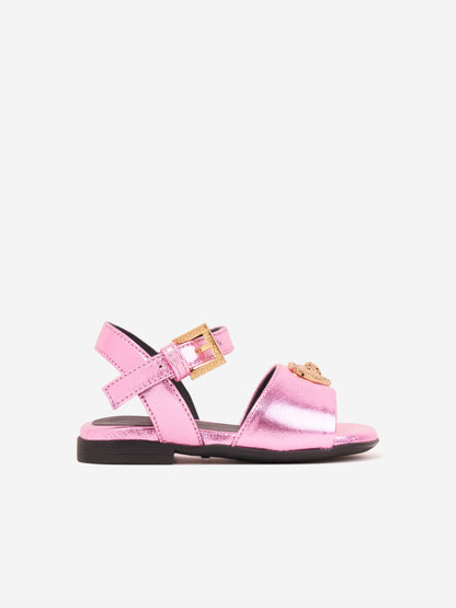 Versace 女童粉色爱心徽标凉鞋