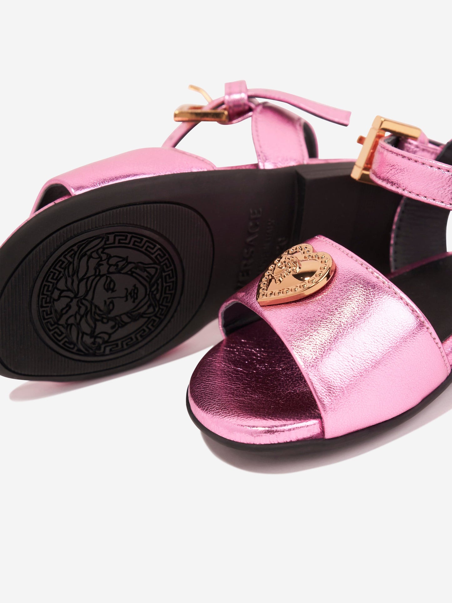 Versace 女童粉色爱心徽标凉鞋