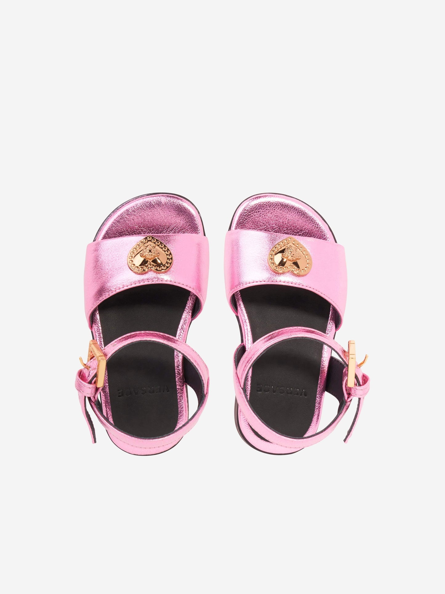 Versace 女童粉色爱心徽标凉鞋