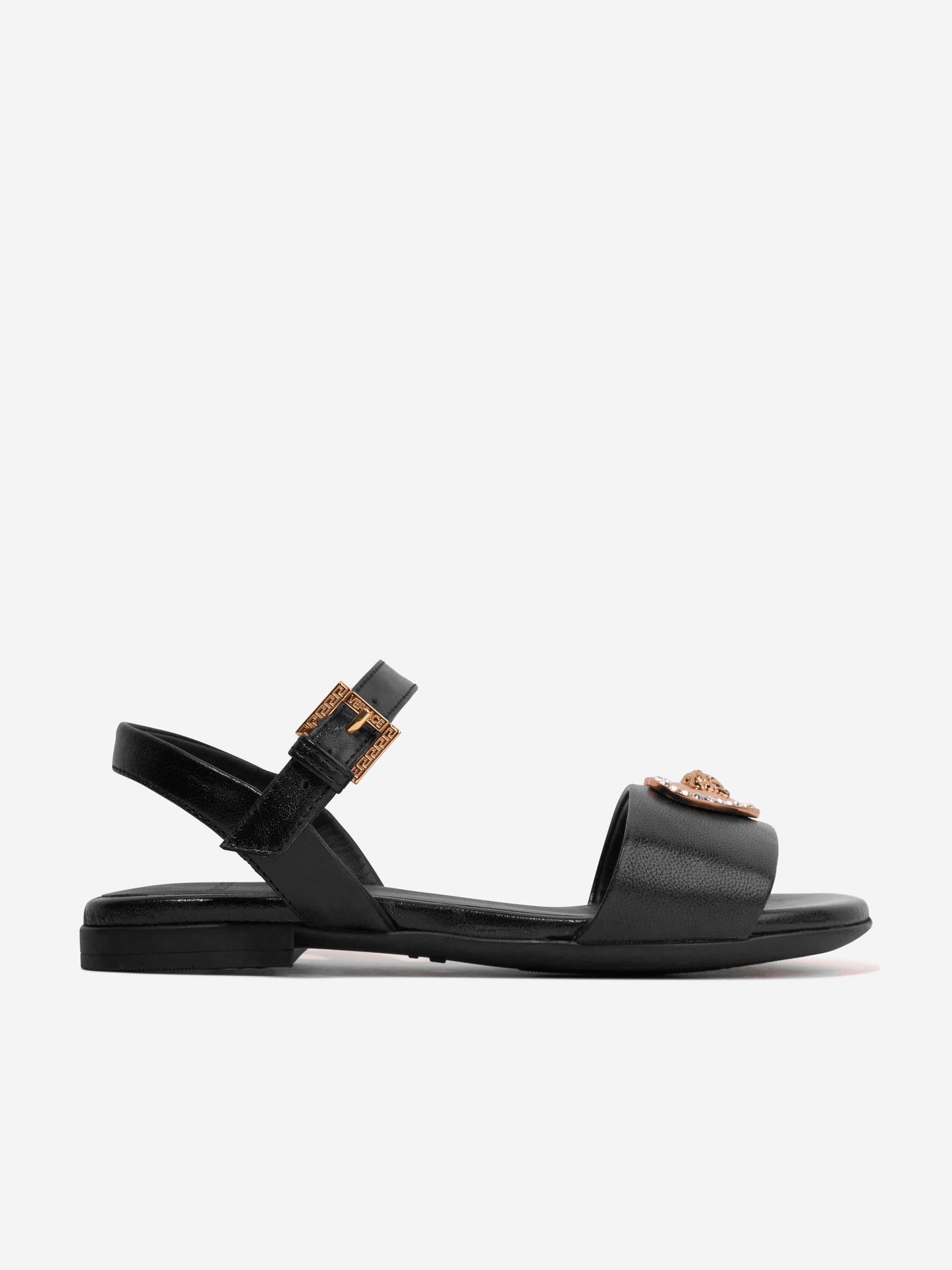 Versace 女童心形徽标黑色凉鞋