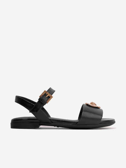 Versace 女童心形徽标黑色凉鞋