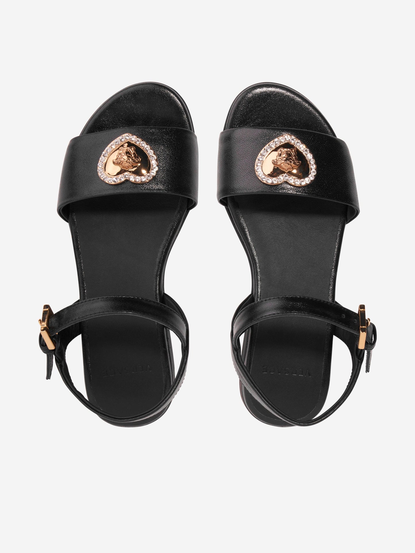 Versace 女童心形徽标黑色凉鞋