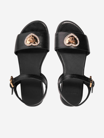 Versace 女童心形徽标黑色凉鞋