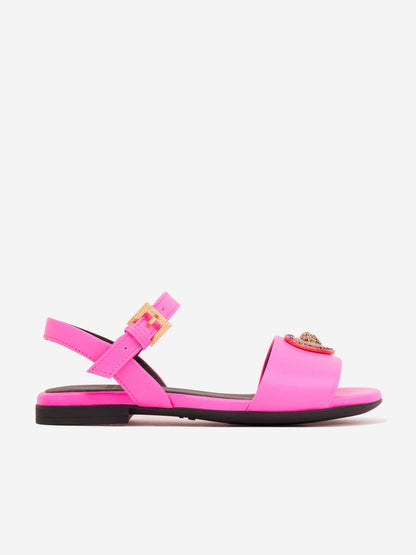 Versace 女童粉色爱心徽标凉鞋